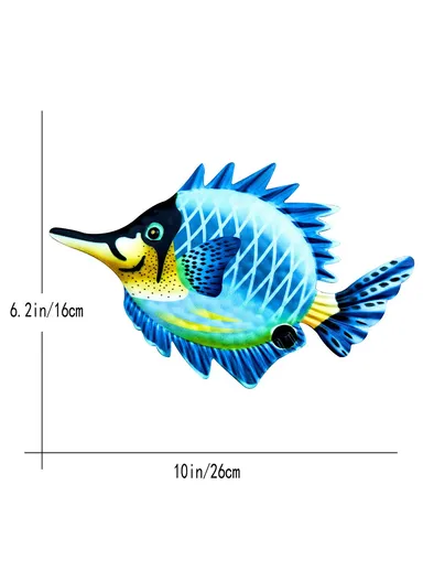 16x26cm Garden Home Decoration Iron Fish Wall Decor Hanging Pendant YZ230811 - Blue