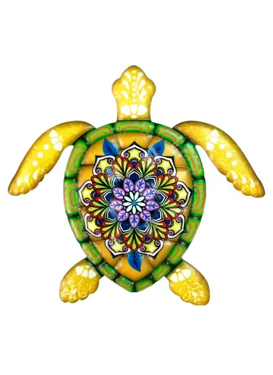 21.5x20cm Iron Tortoise Shape Decoration Home Garden Pendant Wall Hanging Decor WG815 - Yellow