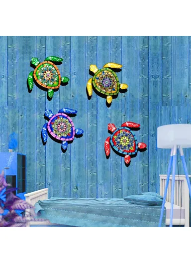 21.5x20cm Iron Tortoise Shape Decoration Home Garden Pendant Wall Hanging Decor WG815 - Yellow