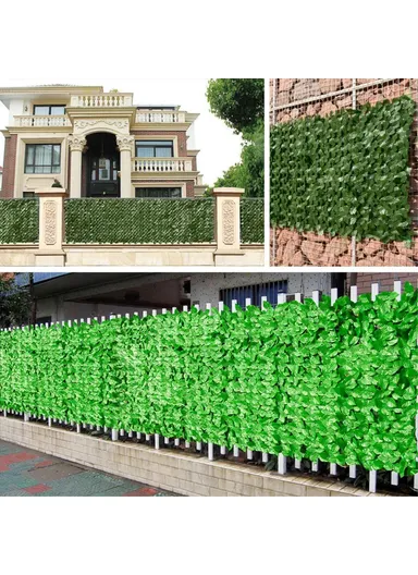 0.5 x 1m Green Perilla Leaf Artificial Hedge Privacy Screen Faux Leaf Fence Garden Balcony Decor