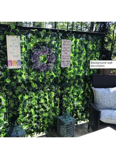 0.5 x 1m Green Perilla Leaf Artificial Hedge Privacy Screen Faux Leaf Fence Garden Balcony Decor