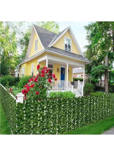 1m x 1m Light Green Maple Leaf Privacy Fence Screen Artificial Plant Hedges for Outdoor Garden Decor