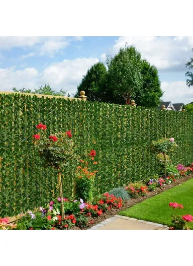 1m x 2m Dark Green Maple Leaf Hedge Artificial Leaf Privacy Screen for Garden Balcony Outdoor Decoration