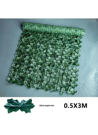 0.5 x 3m Dark Maple Leaf Artificial Hedge Faux Leaf Privacy Screen Fence Garden Balcony Decorative Barrier