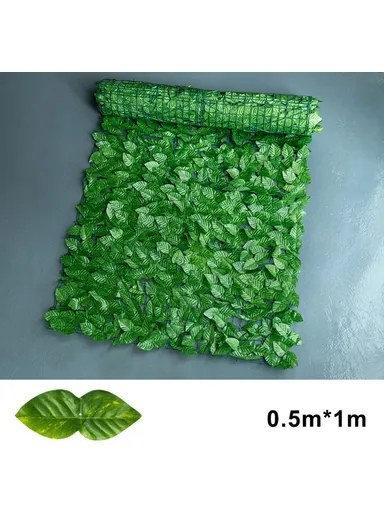 0.5 x 1m Faux Apple Leaf Artificial Hedge Privacy Screen Fence Panel Realistic Green Plant Barrier