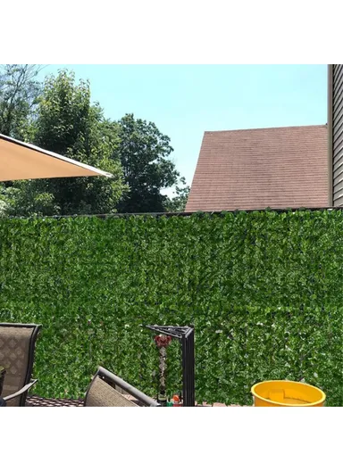 0.5 x 0.5m Green Perilla Leaf Artificial Hedge Privacy Screen Faux Leaf Fence Garden Balcony Decor