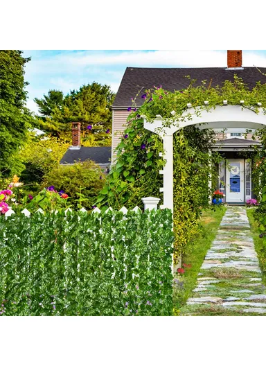 1 x 2m Light Grape Leaf Artificial Hedge Green Leaf Privacy Screen Faux Plant Fence Outdoor Indoor Decor