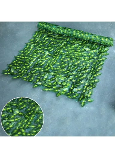 1 x 1m Green Perilla Leaf Artificial Hedge Privacy Screen Faux Leaf Fence Garden Balcony Decor