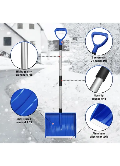 1.2m Detachable PC Snow Shovel with Metal Handle for Garden and Outdoor CY-SL04 - Black