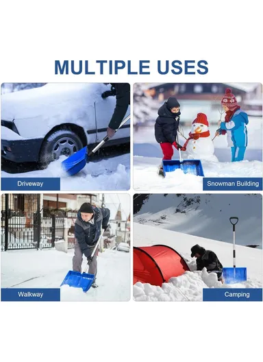 1.2m Detachable PC Snow Shovel with Metal Handle for Garden and Outdoor CY-SL04 - Black