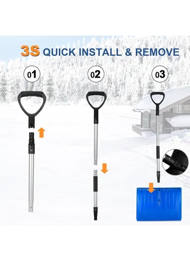 1.2m Detachable PC Snow Shovel with Metal Handle for Garden and Outdoor CY-SL04 - Orange
