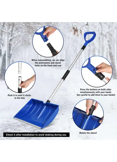 1.2m Detachable PC Snow Shovel with Metal Handle for Garden and Outdoor CY-SL04 - Orange