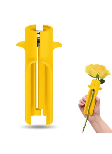Handheld Rose Thorn Remover Portable Stem Stripper Tool for Gardening Flower Arrangement - Yellow