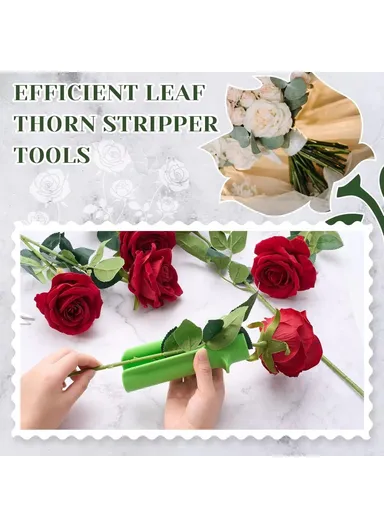 Handheld Rose Thorn Remover Portable Stem Stripper Tool for Gardening Flower Arrangement - Green