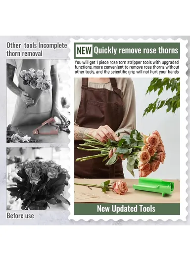 Handheld Rose Thorn Remover Portable Stem Stripper Tool for Gardening Flower Arrangement - Green