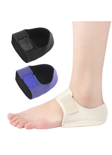 1 Pair Heel Cushion Support SBR SEBS Pressure Relief Adjustable Heel Protector Pad - Black L