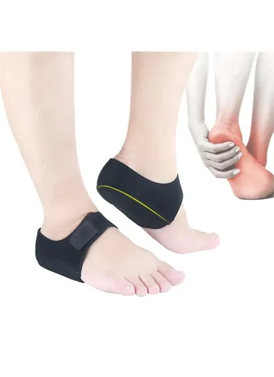 1 Pair Heel Cushion Support SBR SEBS Pressure Relief Adjustable Heel Protector Pad - Black S