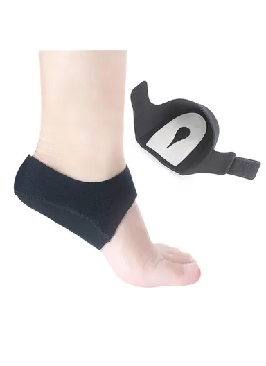 1 Pair Heel Cushion Support SBR SEBS Pressure Relief Adjustable Heel Protector Pad - Black S