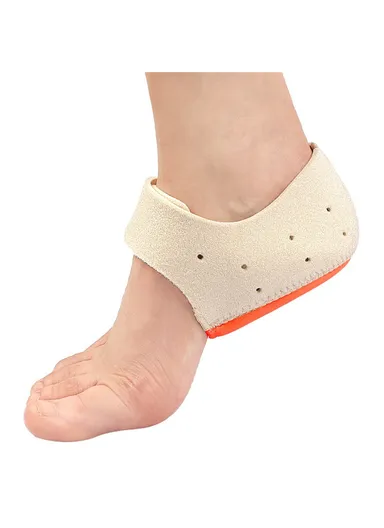 1 Pair Heel Cups SBR SEBS Adjustable Heel Cushion Pad with Holes 059 - Beige+Orange L