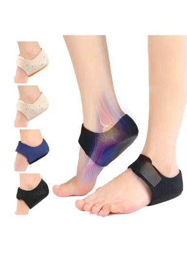 1 Pair Heel Cups SBR SEBS Adjustable Heel Cushion Pad with Holes 059 - Beige+Orange S