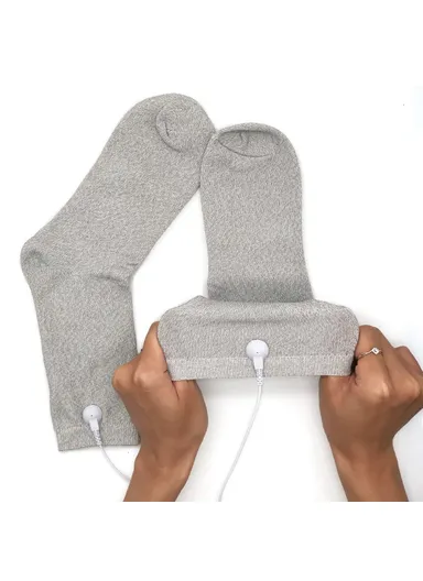 1 Pair Solid Color Silver Fiber Conductive Long Socks Electrode Socks for DDS Physiotherapy Device MH-Y094