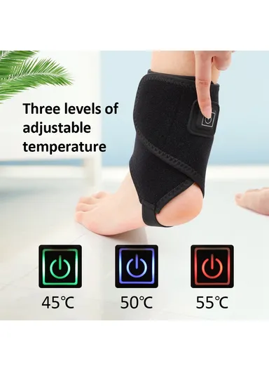 Electric Heating Ankle Brace, Sports Hot Compress Wrap for Pain Relief, Sprain Recovery, Foot Care Warming Support Belt Guard WS-80051