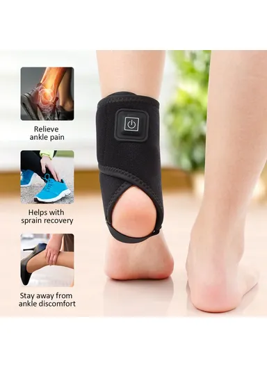 Electric Heating Ankle Brace, Sports Hot Compress Wrap for Pain Relief, Sprain Recovery, Foot Care Warming Support Belt Guard WS-80051