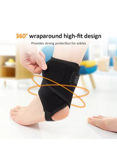 Electric Heating Ankle Brace, Sports Hot Compress Wrap for Pain Relief, Sprain Recovery, Foot Care Warming Support Belt Guard WS-80051