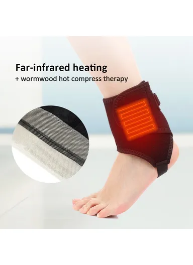 Electric Heating Ankle Brace, Sports Hot Compress Wrap for Pain Relief, Sprain Recovery, Foot Care Warming Support Belt Guard WS-80051