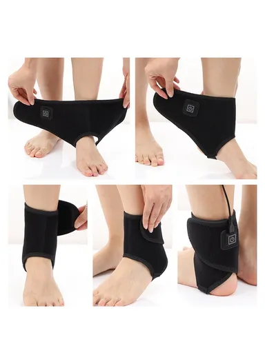 Electric Heating Ankle Brace, Sports Hot Compress Wrap for Pain Relief, Sprain Recovery, Foot Care Warming Support Belt Guard WS-80051