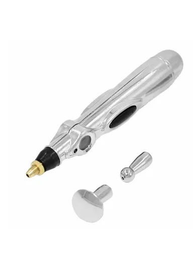 Electronic Acupuncture Pen, Pain Relief Heal Massage Pen, Body Head Leg Massage Tool - Silver