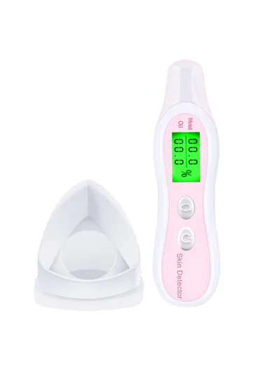 Accurate LCD Display Skin Status Tester, Facial Skin Moisture Oil Content Analyzer DYM-003 (6th Generation) - White