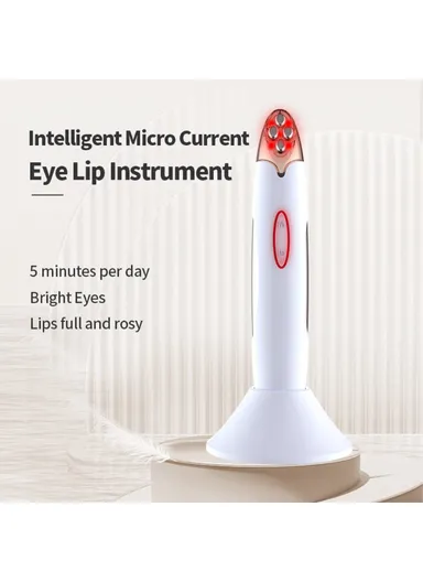 Micro Current Eye Lip Massager Dark Circles Wrinkle Lip Lines Remover Beauty Tool SM-2301 - White