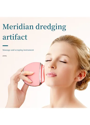 Household Electronic Gua Sha Facial Massager Portable Skin Scraping Device for Eye / Face / Wrinkles HWQ014 - Pink