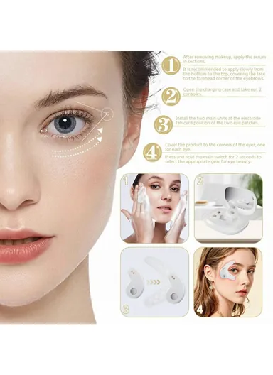 2 In 1 Makeup Mirror Eye Care Patches with Charging Case Anti-Wrinkle Eye Massager