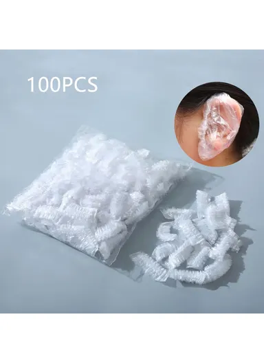 100PCS HDPE Waterproof Disposable Ear Covers Salon Hair Dye, Baby Shower Ear Caps Earmuffs Earflaps