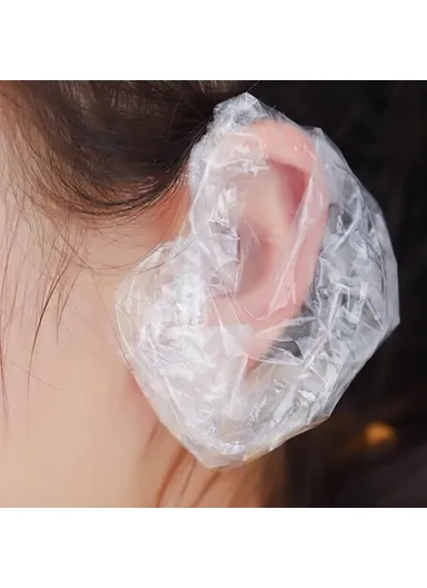 100PCS HDPE Waterproof Disposable Ear Covers Salon Hair Dye, Baby Shower Ear Caps Earmuffs Earflaps