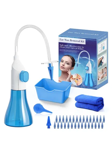 Manual Ear Washer Ear Wax Removal Kit Home Ear Flushing Tools W10 - Blue