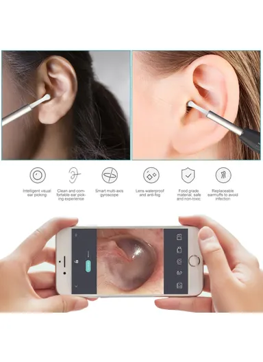 Ear Wax Removal Tool Camera WiFi Ear Cleaning Kit Ear Pick with LED Light W1 - White