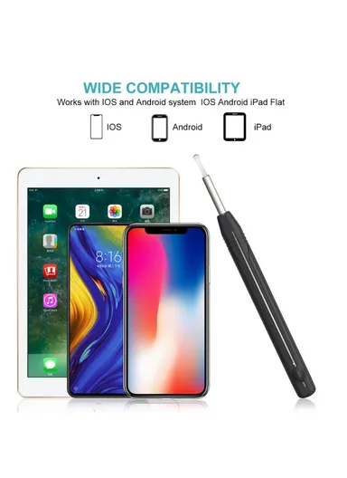 Ear Wax Removal Tool Camera WiFi Ear Cleaning Kit Ear Pick with LED Light W1 - White