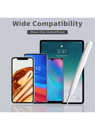 Ear Camera Otoscope Ear Wax Removal Tool Kit LED Light Ear Pick Spoon Earwax Remover W2 - White