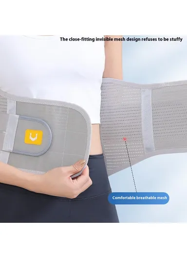 3-Pads Dual Adjustable Straps Spine Decompression Compression Waistband Breathable Lumbar Support Belt Brace AB165 - Grey L