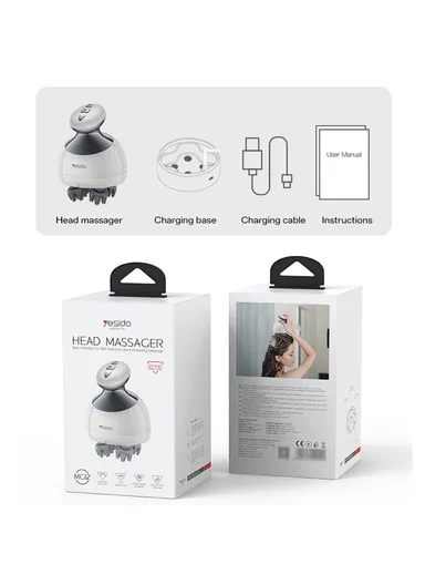 IPX7 Waterproof Low Noise Head Massager with Detachable Charging Dock MG12 