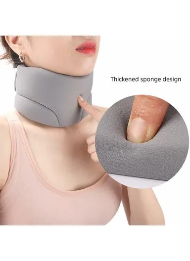 360° Support Neck Brace Soft Sponge Cervical Collar Breathable Neck Support for Relief Of Cervical Spine Pressure (L57xW10.5xT2.1)cm - Grey
