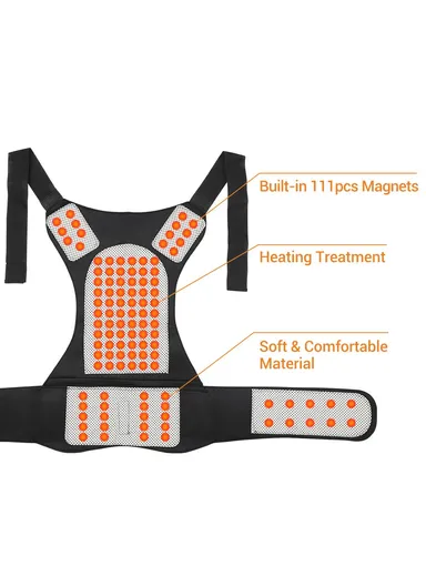 Magnets Heated Vest Posture Corrector Waist Brace Self Heating Breathable &amp; Skin-Friendly Lumbar Pad Corset for Back Support Pain Relief - XL