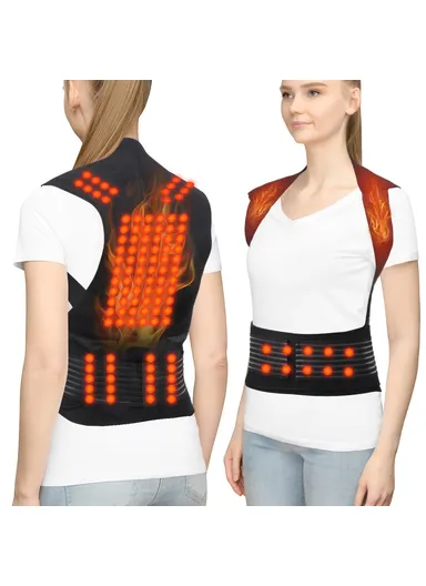 Magnets Heated Vest Posture Corrector Waist Brace Self Heating Breathable &amp; Skin-Friendly Lumbar Pad Corset for Back Support Pain Relief - XL