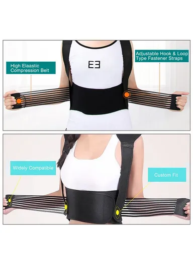 Magnets Heated Vest Posture Corrector Waist Brace Self Heating Breathable &amp; Skin-Friendly Lumbar Pad Corset for Back Support Pain Relief - XL
