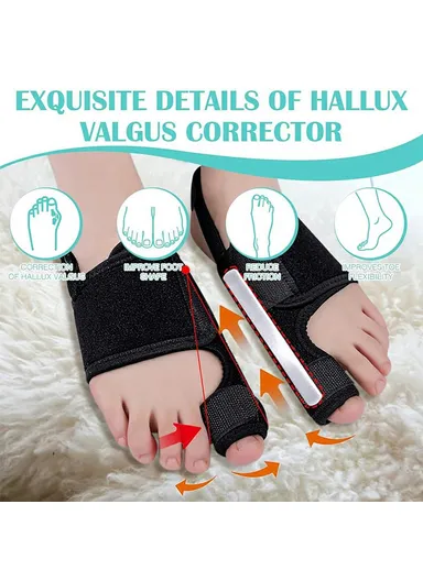 Bunion Corrector Adjustable Toe Separator Orthotics Feet Bone Thumb Adjuster Foot Care Tool 003 - Black / Right