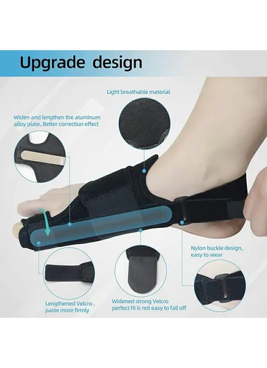 Bunion Corrector Adjustable Toe Separator Orthotics Feet Bone Thumb Adjuster Foot Care Tool 003 - Black / Right