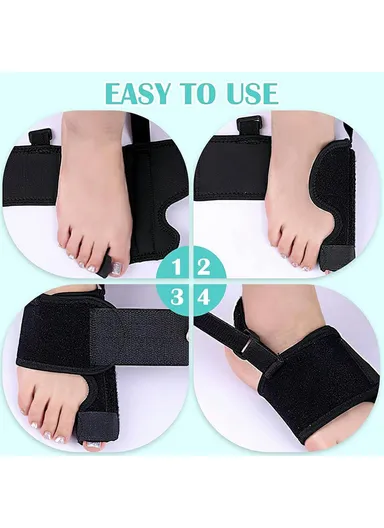 Bunion Corrector Adjustable Toe Separator Orthotics Feet Bone Thumb Adjuster Foot Care Tool 003 - Black / Right